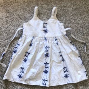 Hawaiian Dress (White with Blue Turtles and Palms) Large